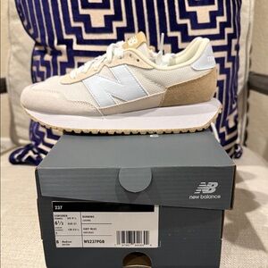 New Balance Cream and Light Blue Sneakers
